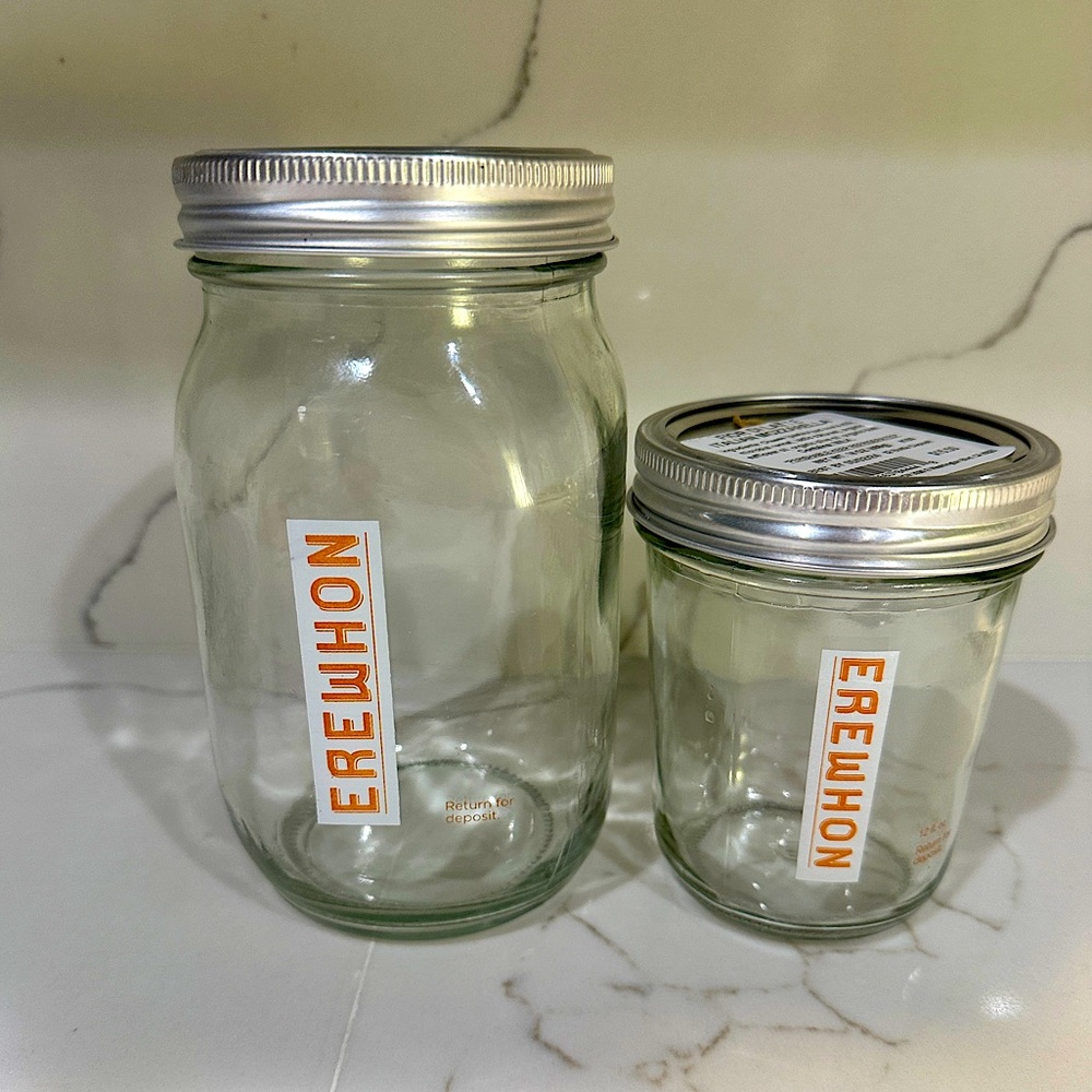 2 Erewhon Glass Jars
